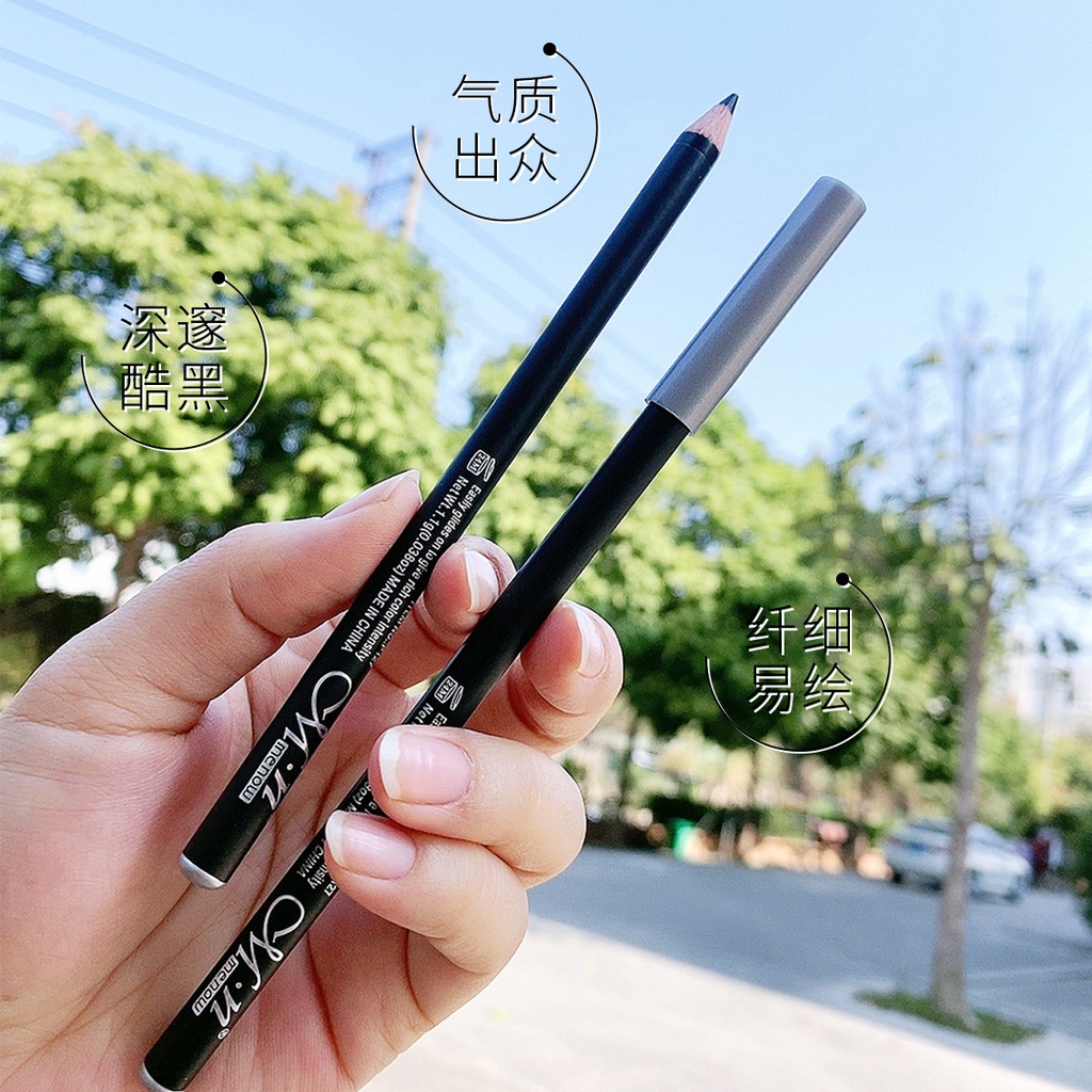 MENOW Bút Kẻ Mắt Gỗ Không Thấm Nước Màu Đen Mát Mẻ, Chì Kẻ Mày Giá Rẻ
