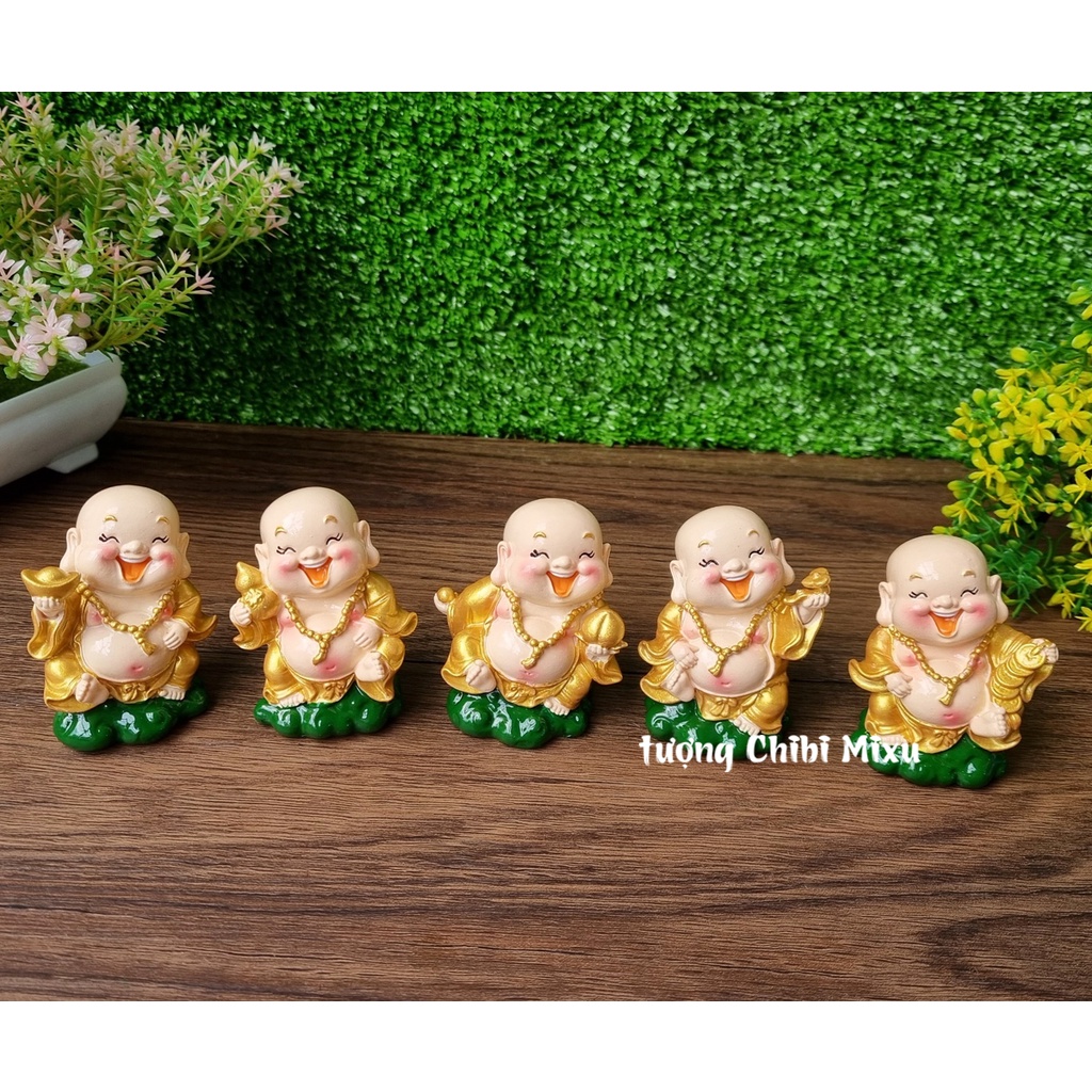 Tượng Di Lặc 7cm sơn nhũ vàng cao cấp