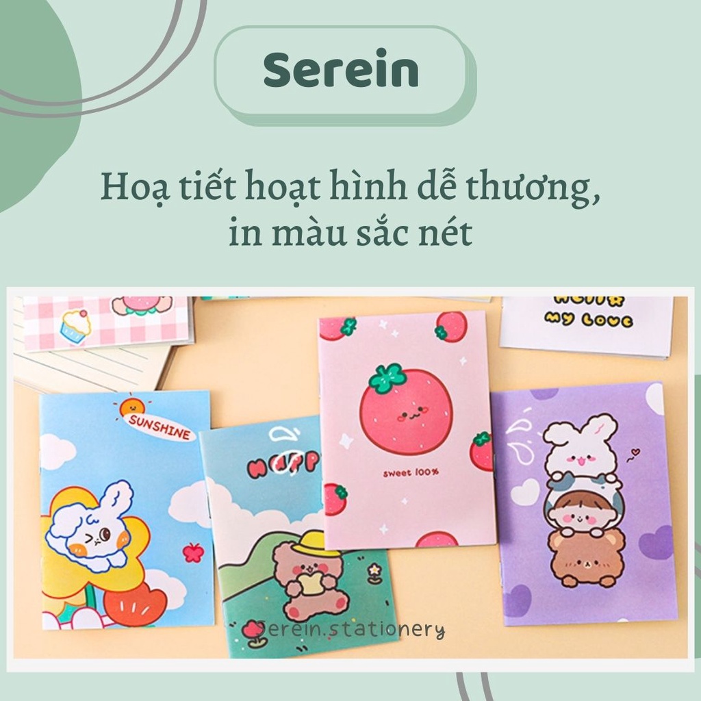 Sổ tay mini cute SEREIN sổ tay ghi chú dễ thương bỏ túi tiện lợi văn phòng phẩm phong cách Hàn Quốc