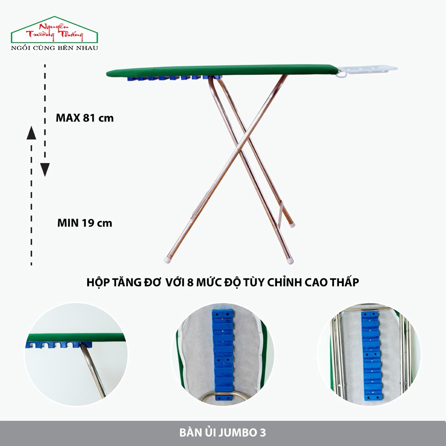 Bàn để ủi quần áo dạng đứng 38x100cm Nguyễn Trường Thắng - TẶNG  | Jumbo 3 Ironing board