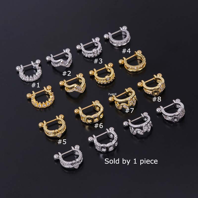 Cặp bông tai hình chữ C bằng thép không gỉ 8mm