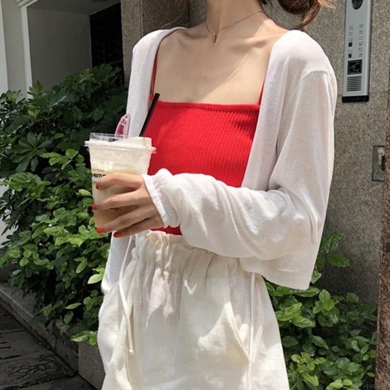 Áo khoác cardigan dệt kim mỏng tay dài chống nắng thời trang cho nữ | BigBuy360 - bigbuy360.vn