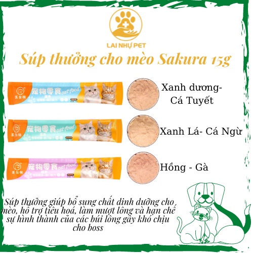 Súp Thưởng cho mèo SAKURA - Thanh 15g - Lai Nhự Pet