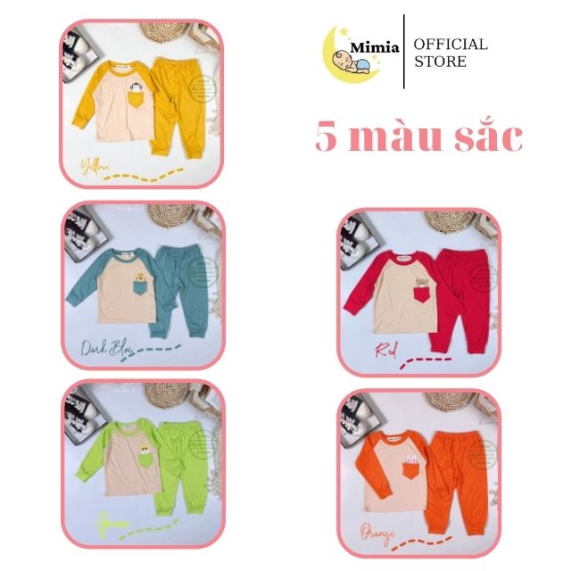 Bộ Dài Tay Thun Lạnh MINKY MOM Túi Ngực In Hình Hổ Mèo Gấu Khỉ Khủng Long Cho Bé Trai, Bé Gái 0-6 Tuổi, Đồ Bộ Trẻ Em-01