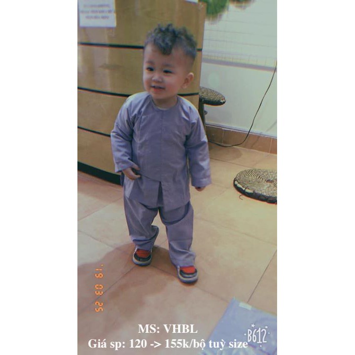 set vạc hò em bé dễ thương # quần áo Phật tử bé trai bé gái # đồ lam đi chùa VH bé