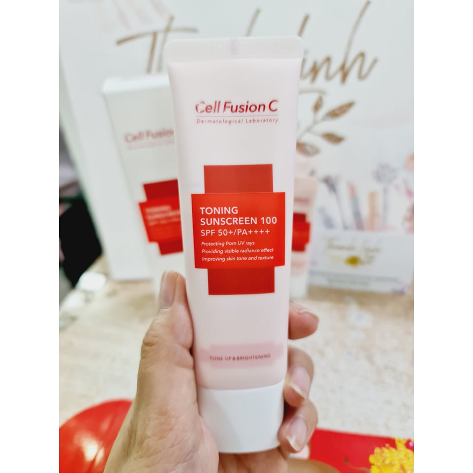 Kem chống nắng Dưỡng Da Cell Fusion toning Sunscreen 100 SPF 50+ PA+++ 50ml - Dưỡng Trắng Toàn Thân