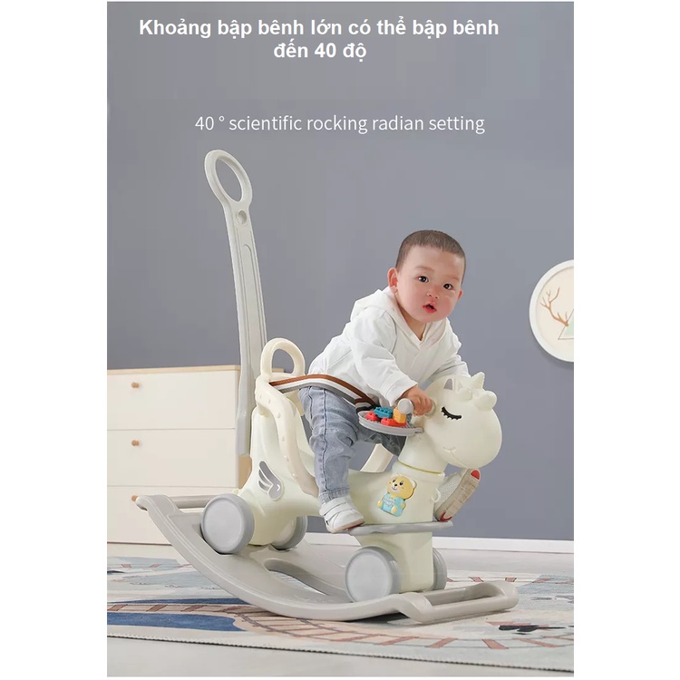 Ngựa bập bênh kết hợp chòi chân, xe đẩy , có sẵn bàn chơi lego 8 trong 1 RK-514B