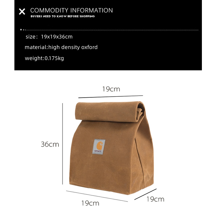 Túi đựng hộp cơm trưa CARHARTT chống rò rỉ thời trang dành cho cả nam và nữ