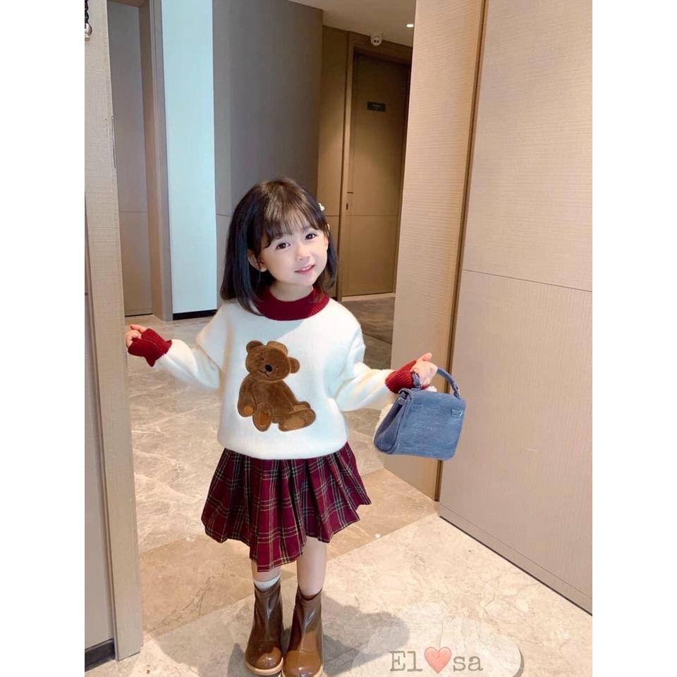 Váy bé gái _ Sét váy dạ gấu 🐻🐻 ĐẦM BÉ GÁI -VBG-dạ-gấu THU ĐÔNG 2021