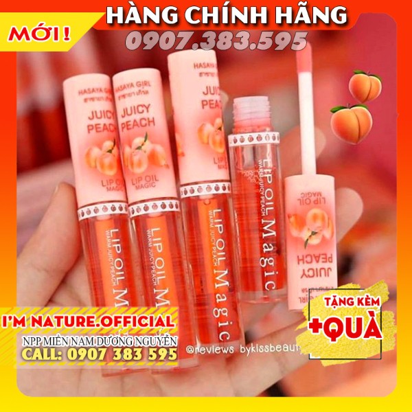 Son Dưỡng Môi Có Màu Trái Đào Lip Oil Magic Hasaya Girl Môi Căng Mọng