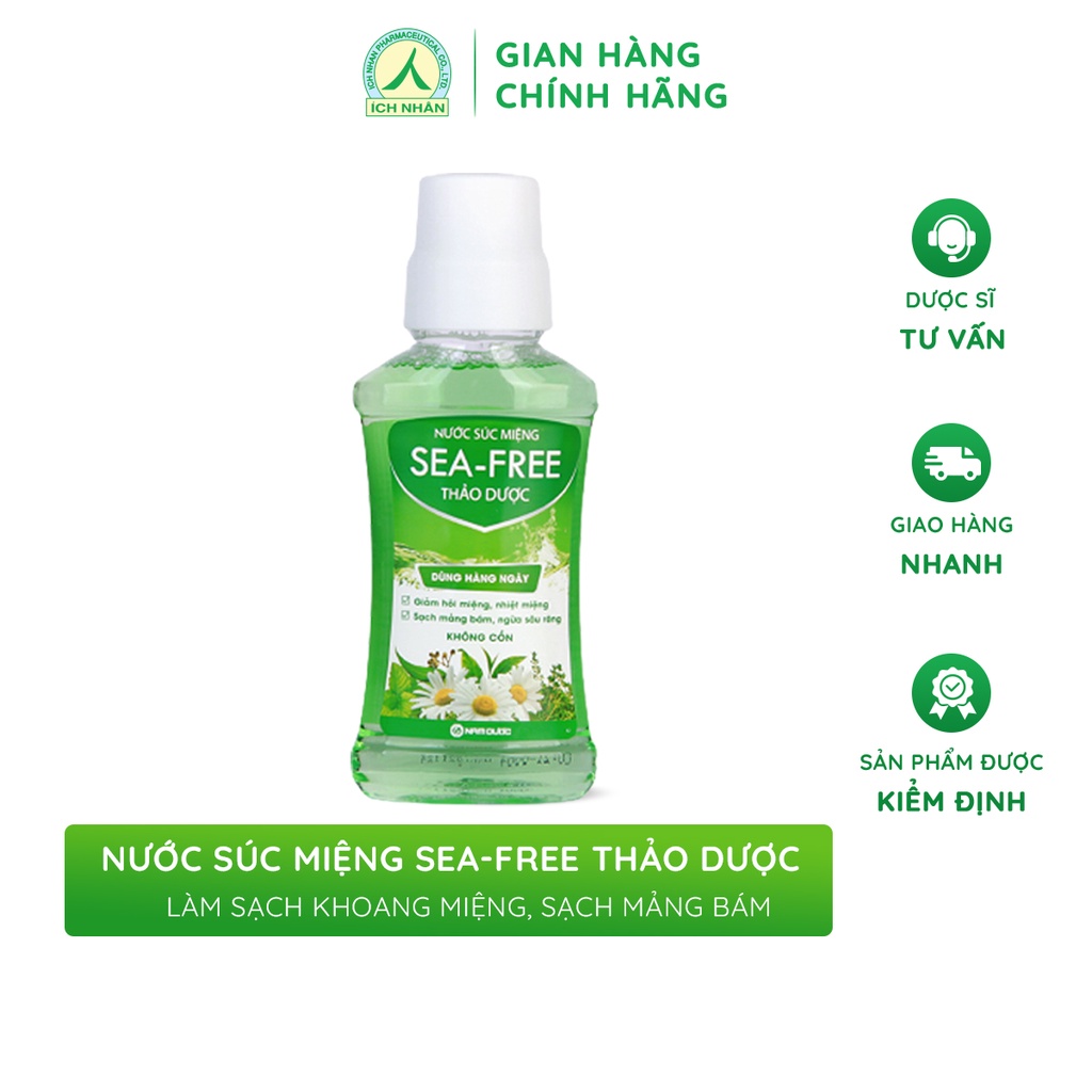 Nước súc miệng diệt khuẩn Seafree thảo dược sạch khoang miệng, diệt khuẩn họng - chai 250ml NST