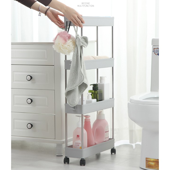 Kệ để đồ đa năng nhiều tầng có bánh xe, giá để đồ nhà bếp có bánh xe thiết kế thông dụng nhiều mục đích trong gia đình