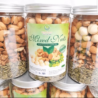 Hạt dinh dưỡng Mixed Nuts 5 loại hạt: Macca, hạnh nhân, óc chó, hạt điều và bí xanh, đã sấy chín, tách vỏ