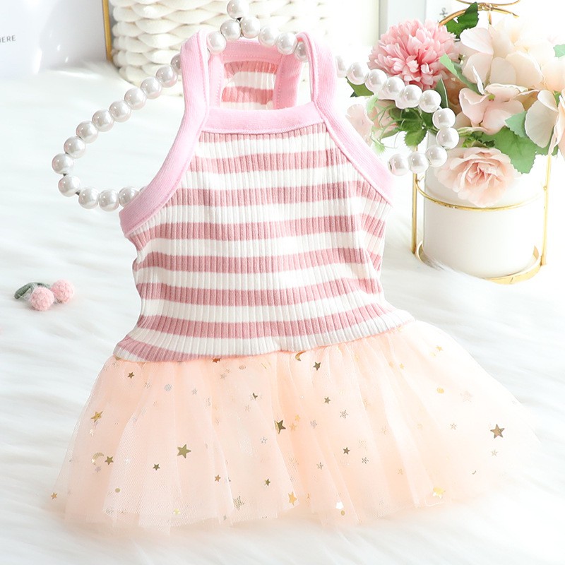 Váy thun gân hai dây CAMQUYTSTORE phong cách công chúa cho thú cưng