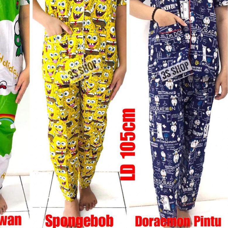 ✽ Bộ Đồ Ngủ Ngắn Tay Họa Tiết DORAEMON/KEROPPI/Mèo/Ongbob/POOH Dễ Thương Cho Người Lớn ✥