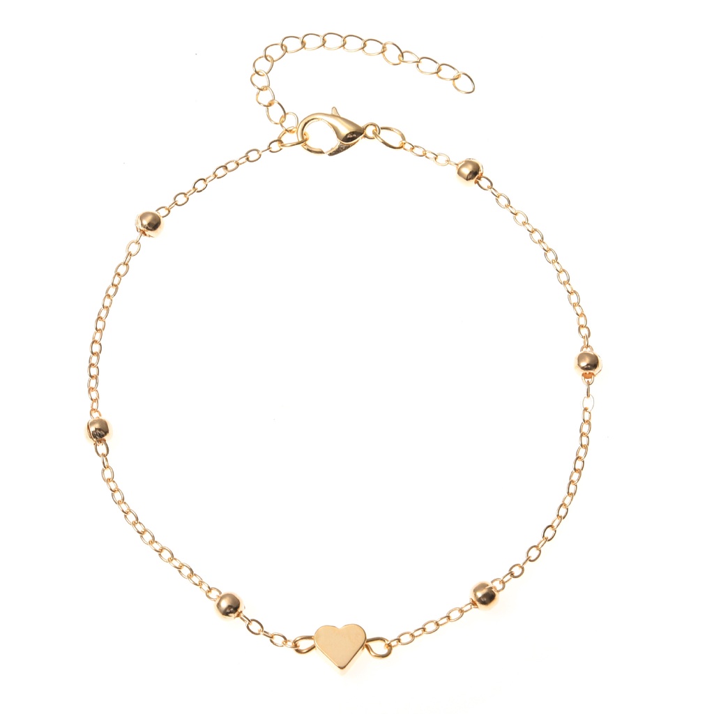 Female foot ornament summer beach new round bead chain love peach heart-shaped foot chain