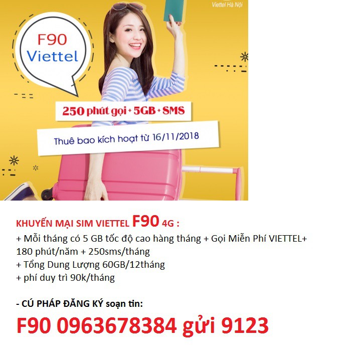 SIM VIETTEL F90 - GỌI MIỄN PHÍ - VÀO MẠNG TẸT GA - NHẮN TIN MỎI TAY