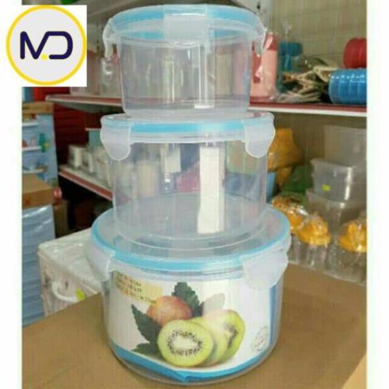 [Kho sỉ]  Bộ 3 Hộp Đựng Đồ Ăn Hình Tròn – hộp chia thực phẩm Việt Nhật 6536