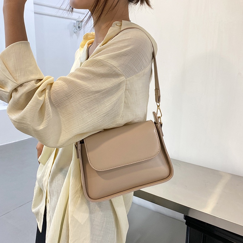 Túi Đeo Chéo Màu Trơn Đơn Giản Phong Cách Retro Thời Trang Cho Nữ