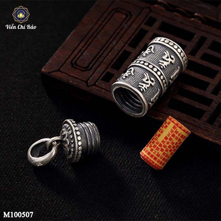 Mặt dây chuyền bạc nam Trụ Kim Luân khắc Lục Tự chất liệu bạc Thái 925 phụ kiện trang sức Viễn Chí Bảo M100507