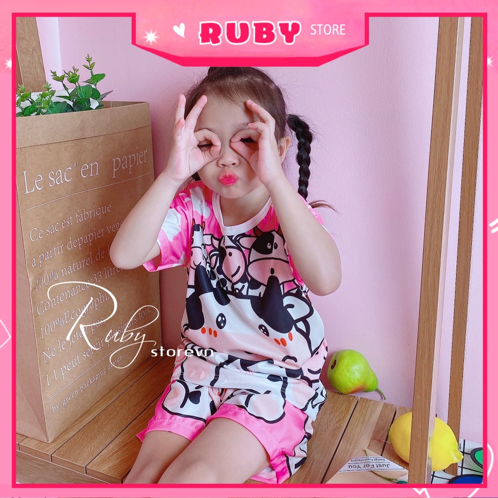 Đồ bộ nữ mặc nhà form rộng size 5kg - 70kg hoạt hình bò sữa dễ thương chất thun mềm mát ❤ Đồ ngủ trẻ em DBRBD FULL SIZE