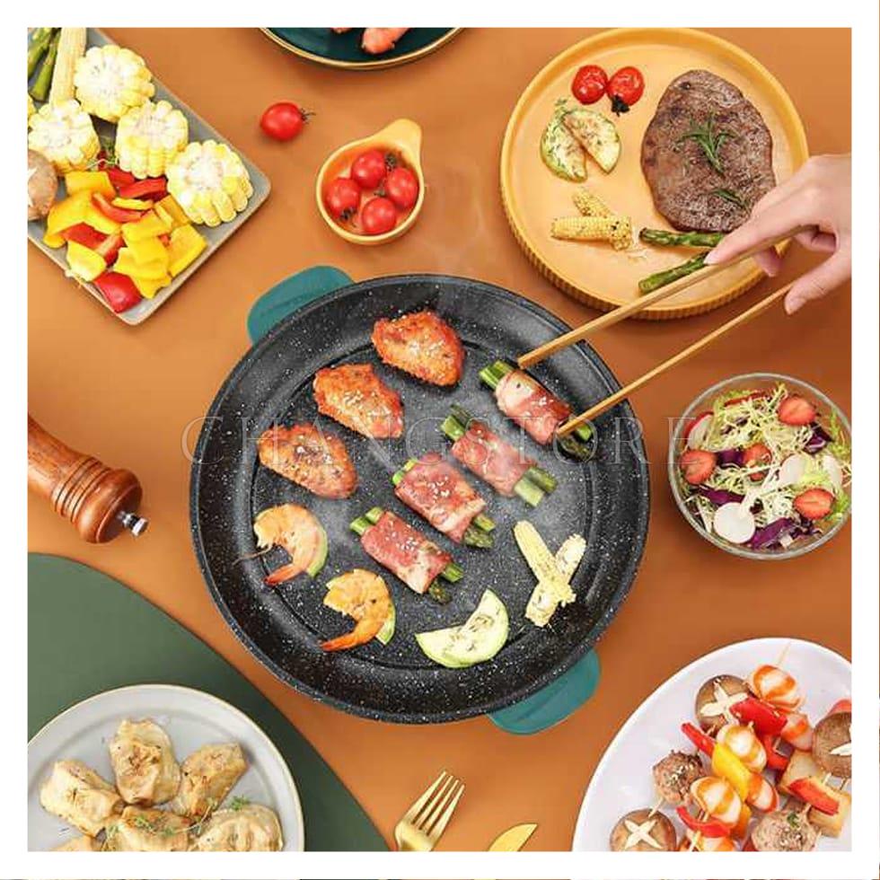 [ SỈ RẺ] Chảo Nướng Điện Mini, Bếp Nướng Điện, Nướng Thịt BBQ Hàn Quốc- 26cm,