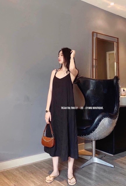 VNU205 - VÁY MAXI ĐŨI XƯỚC 2 DÂY CHÉO LƯNG