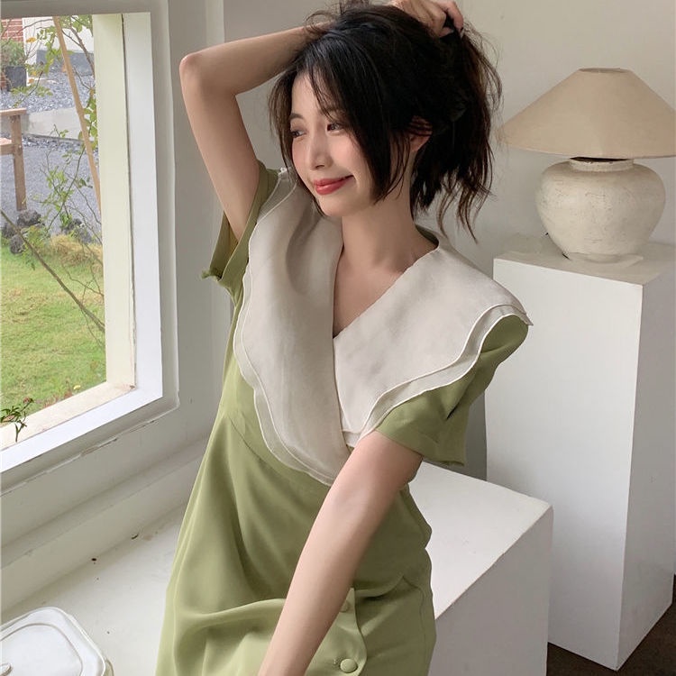 Đầm Chữ A Tay Phồng Phối Bèo Thời Trang Mùa Hè Phong Cách Pháp Sang Trọng Cho Nữ