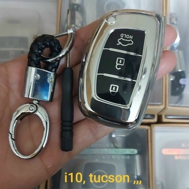 Bao ốp chìa khóa mạ crom Hyundai I10 - Elantra - Tucson , chất liệu silicon mạ crom sáng bóng cao cấp