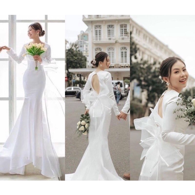 ĐẦM CƯỚI  BODY ĐUÔI CÁ  KHOÉT HỞ LƯNG CÓ NƠ