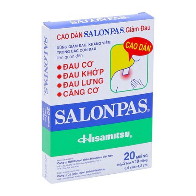 Cao dán Salonpas giảm đau hộp 20 miếng - Nhà thuốc Đức Nghĩa
