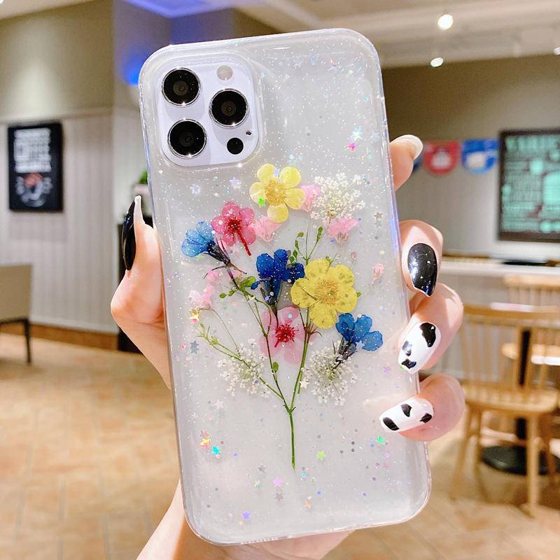 Ốp Điện Thoại Silicon Mềm Trong Suốt Hình Hoa Sáng Tạo Cho iPhone 13 12 11 Pro MAX Mini X XS MAX XR SE 2022 2020 7 8 + Plus