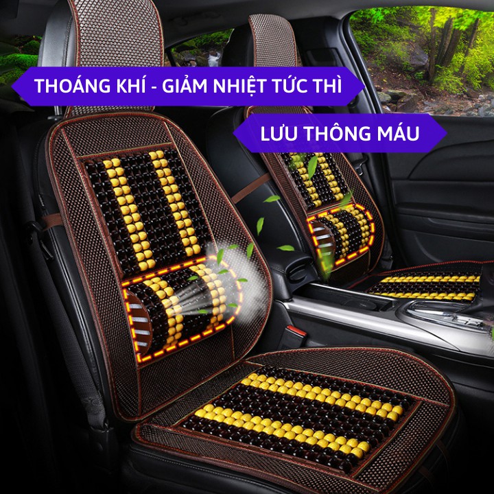 Lót ghế hạt gỗ ô tô LUXCAR cao cấp, thoáng khí, giảm nhiệt, lưu thông máu