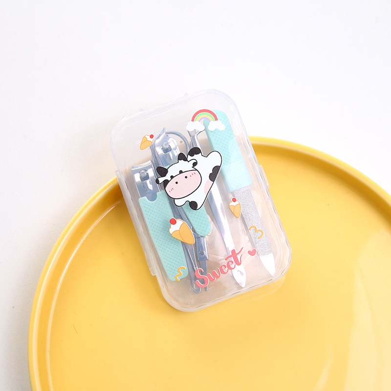 Bộ Kiềm Cắt Móng Tay 7 Món Bằng Thép Không Gỉ Có Hộp Họa Tiết Hoạt Hình Độc Đáo