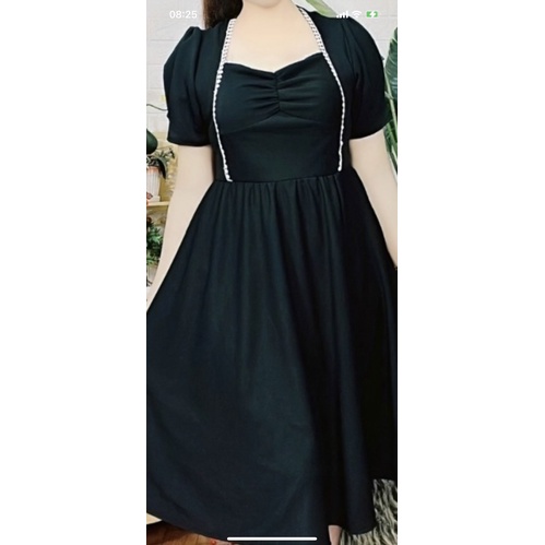 Đầm xoè phối ren bi Bigsize 60-90 ký, thời trang nữ dành cho khách ngoại cỡ