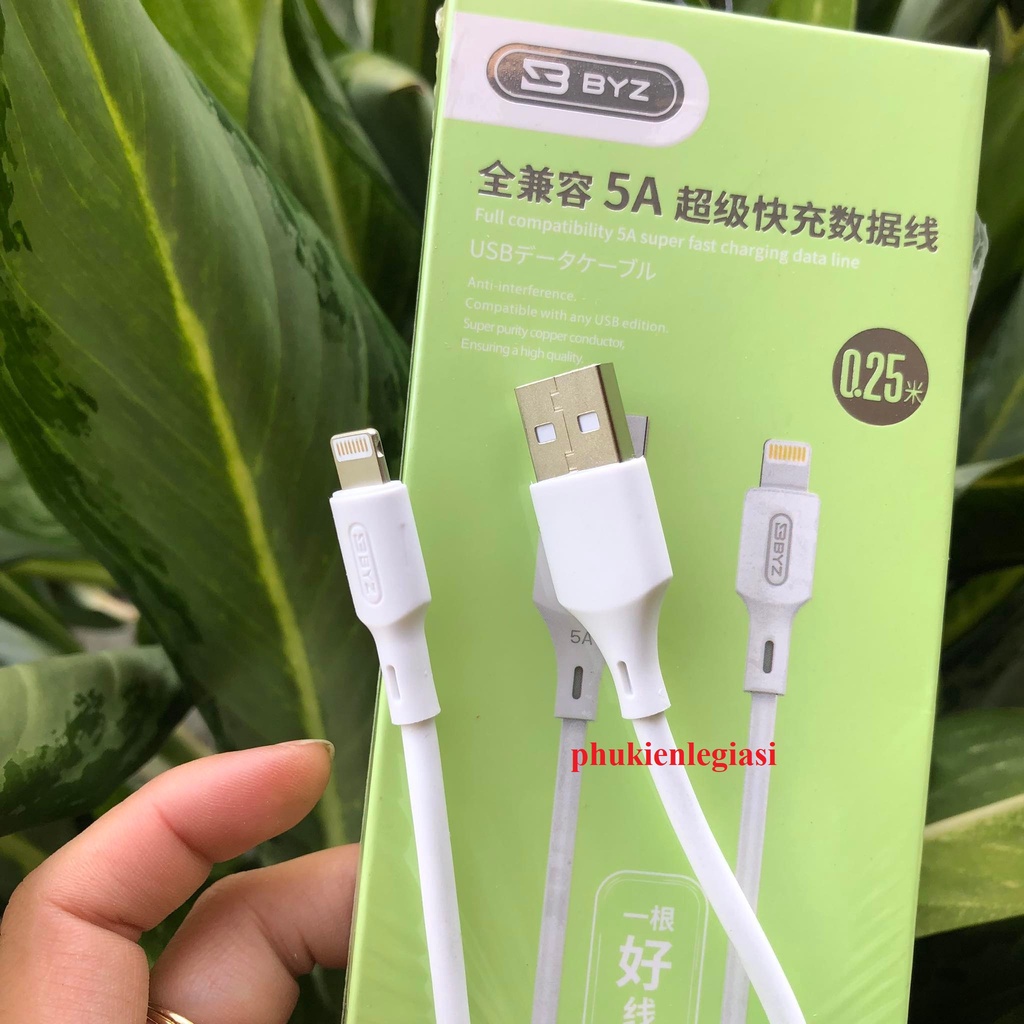 Cáp ngắn 25CM BYZ X2 dòng 5A các đầu micro usb type c lai ning