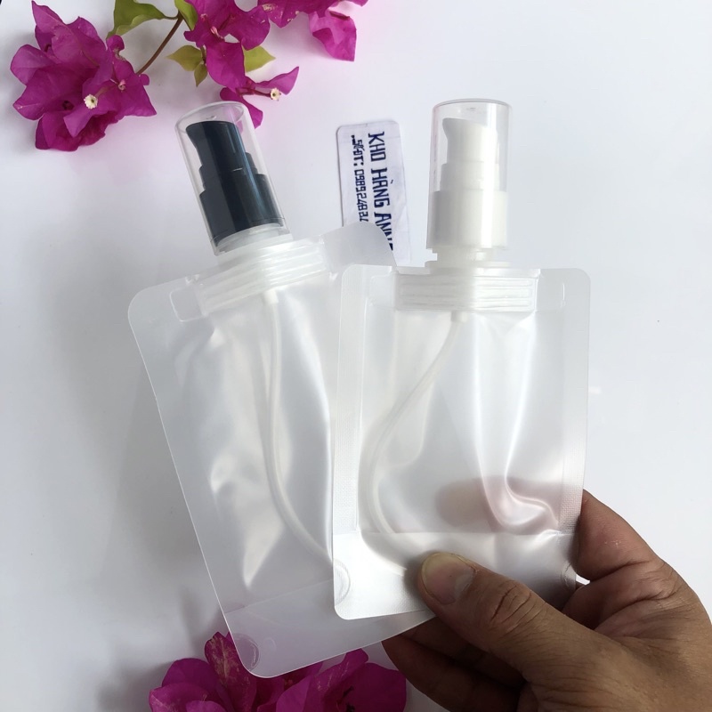 Túi chai lọ xịt giọt/ xịt sương - Túi nhựa trong chiết Mỹ phẩm 100ml/ 50ml/ 30ml vòi nhấn pumb