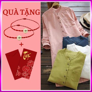 Đầm Dáng Suông Cổ Tàu 3 Màu Vải Linen
