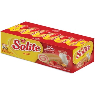 Bánh Solite Bông Lan Cuộn Kem Vị Dâu hộp 20 gói x18g