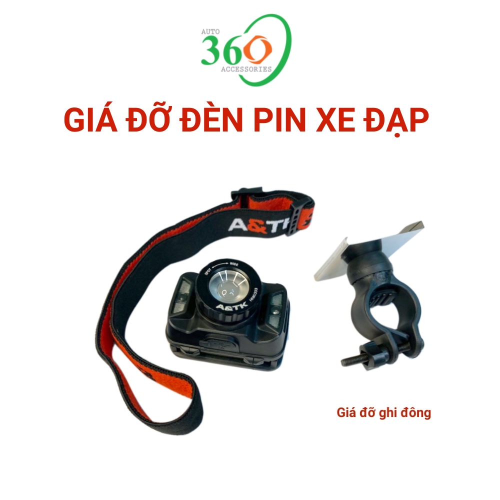 Giá đỡ đèn pin xe đạp, giá đỡ đèn pin dùng cho đèn pin đội đầu A&TK HNK-003, 3 lựa chọn