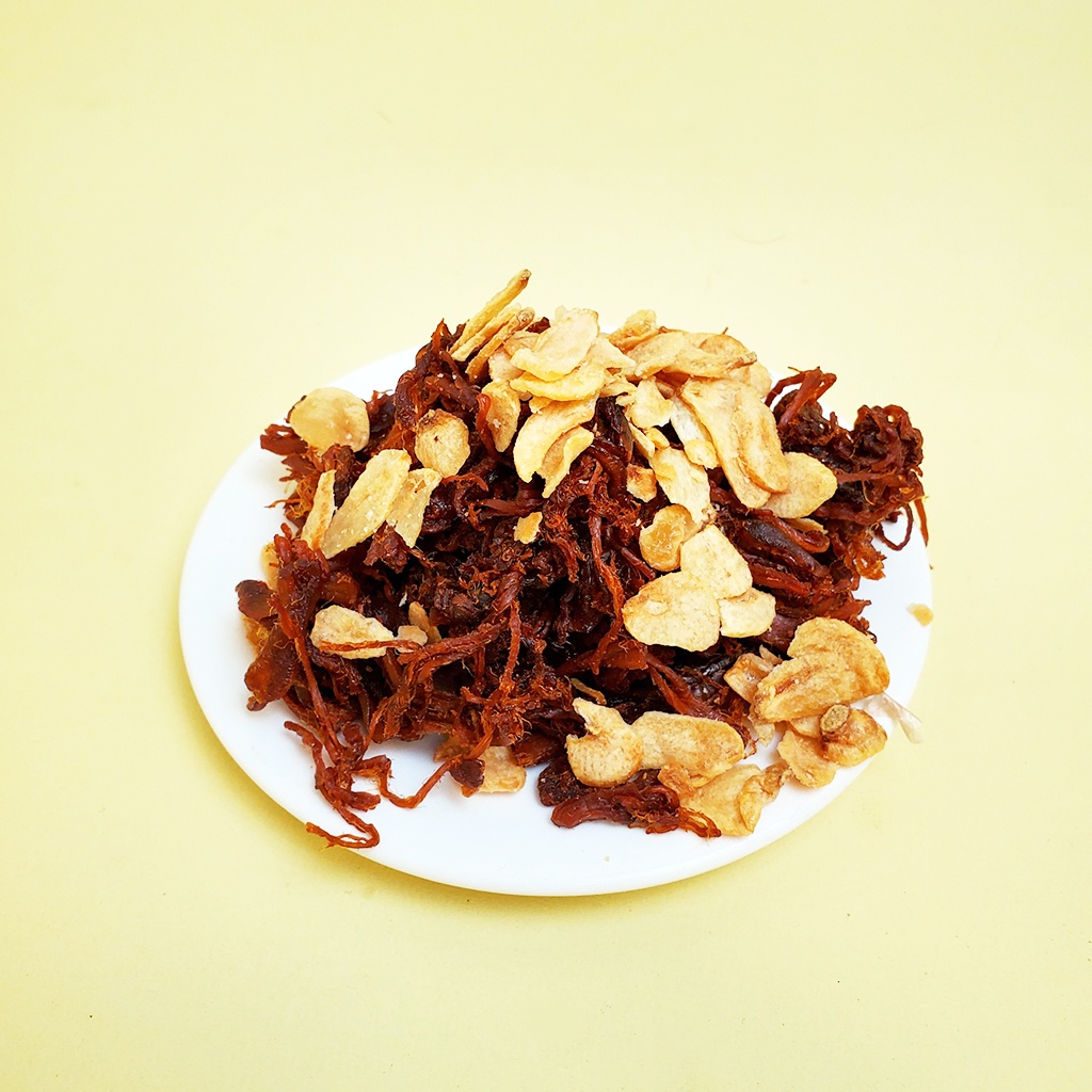 Khô Heo cháy tỏi sợi nhỏ loại 1 hũ 250g đồ ăn vặt cô nương béo
