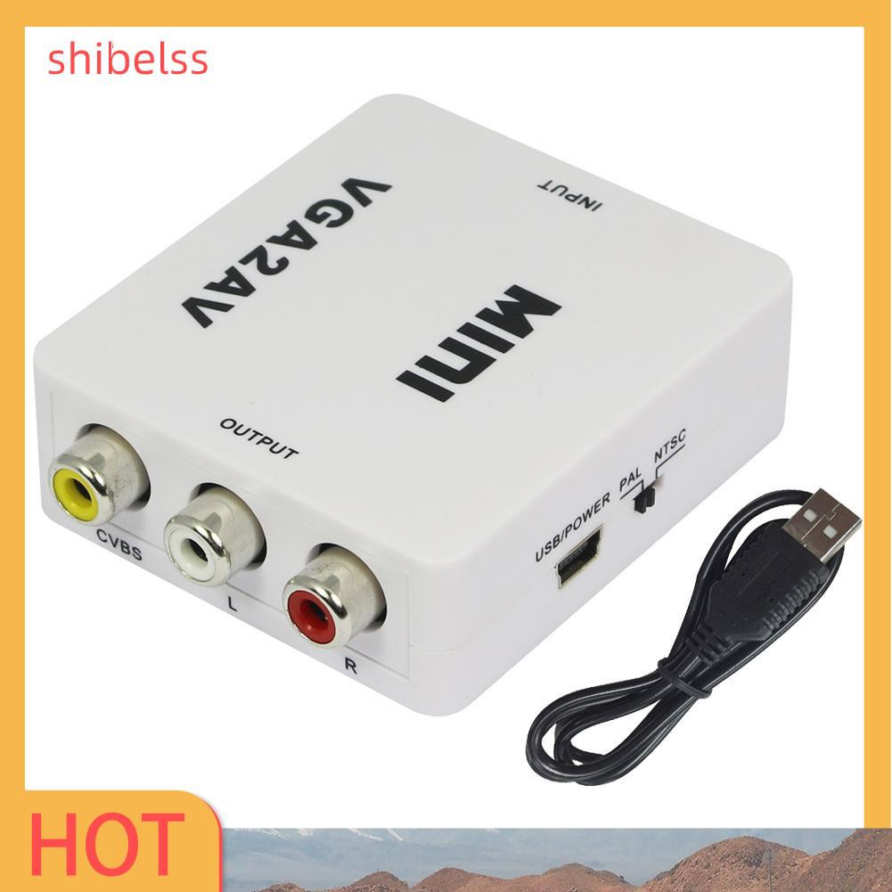 Shibelss Premium Computer VGA to AV TV Composite RCA S-Video Scan Converter 1080P