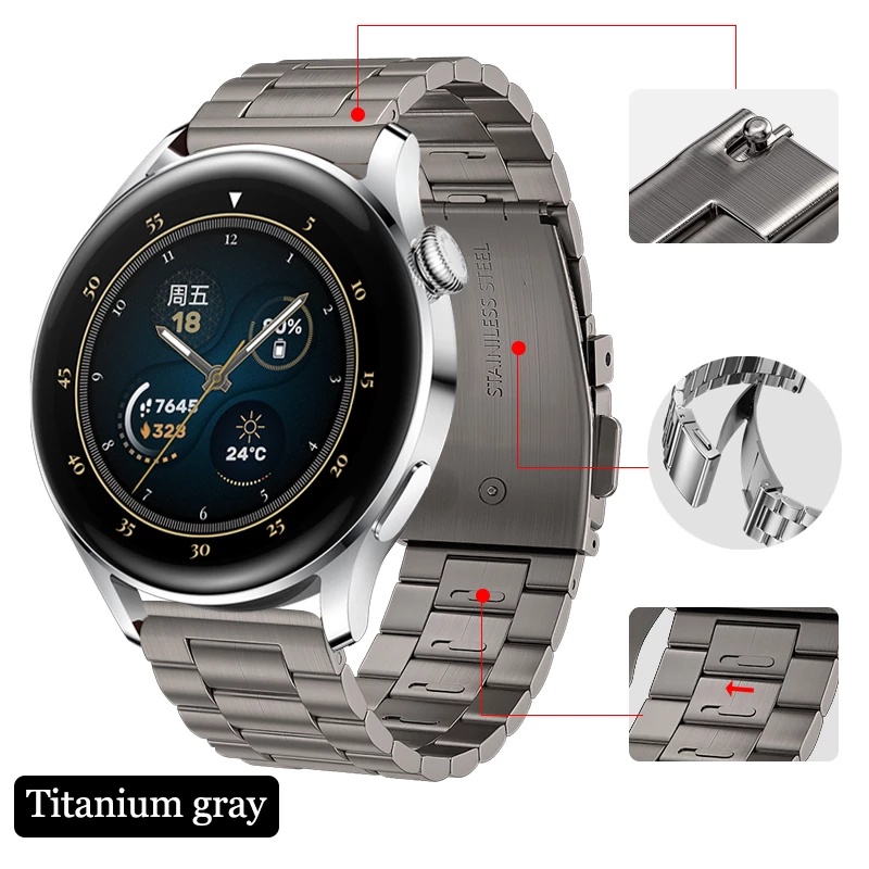 Dây Đeo Inox Màu Xám Cho Đồng Hồ Thông Minh Huawei Watch 3 / 3 Pro 22mm Huawei Gt 2 2e