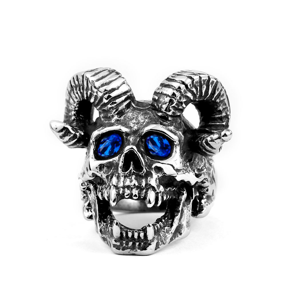 Nhẫn bằng thép không gỉ 316L mặt hình đầu lâu phong cách Punk cá tính vintage dành cho nam