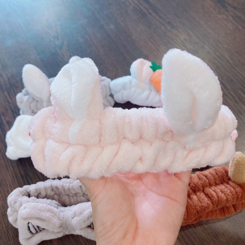 Băng đô giữ tóc rửa mặt tai thỏ 3D cute vải nhung mềm mượt phong cách Hàn Quốc