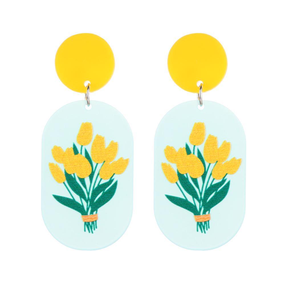 Bông Tai Dáng Dài Hình Hoa Bằng Acrylic Phong Cách Bohemian Thời Trang Dự Tiệc Cưới