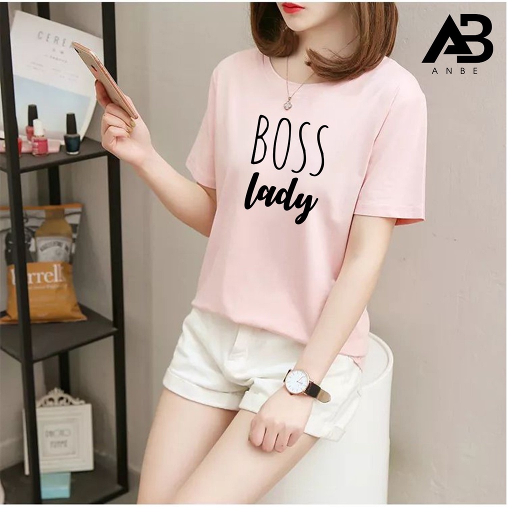 Áo Thun Nữ Có Cổ Tròn Tay Lỡ Form Rộng In Chữ Boss Lady Đẹp Giá Rẻ 10k Phong Cách