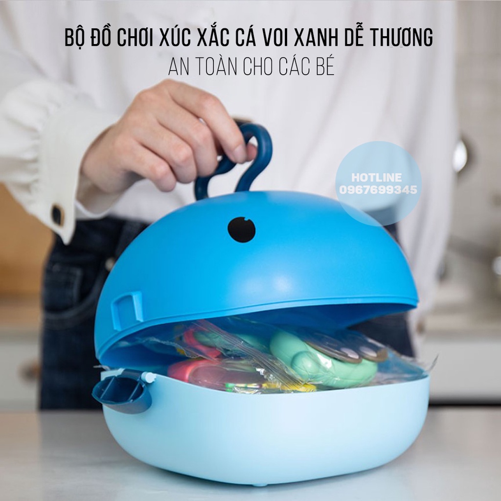 Bộ đồ chơi xúc xắc cá voi xanh 9 món cho trẻ từ 0 - 18 tháng cao cấp