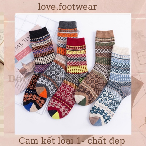 SET 5 ĐÔI TẤT THỔ CẨM KÈM TÚI ZIP M003