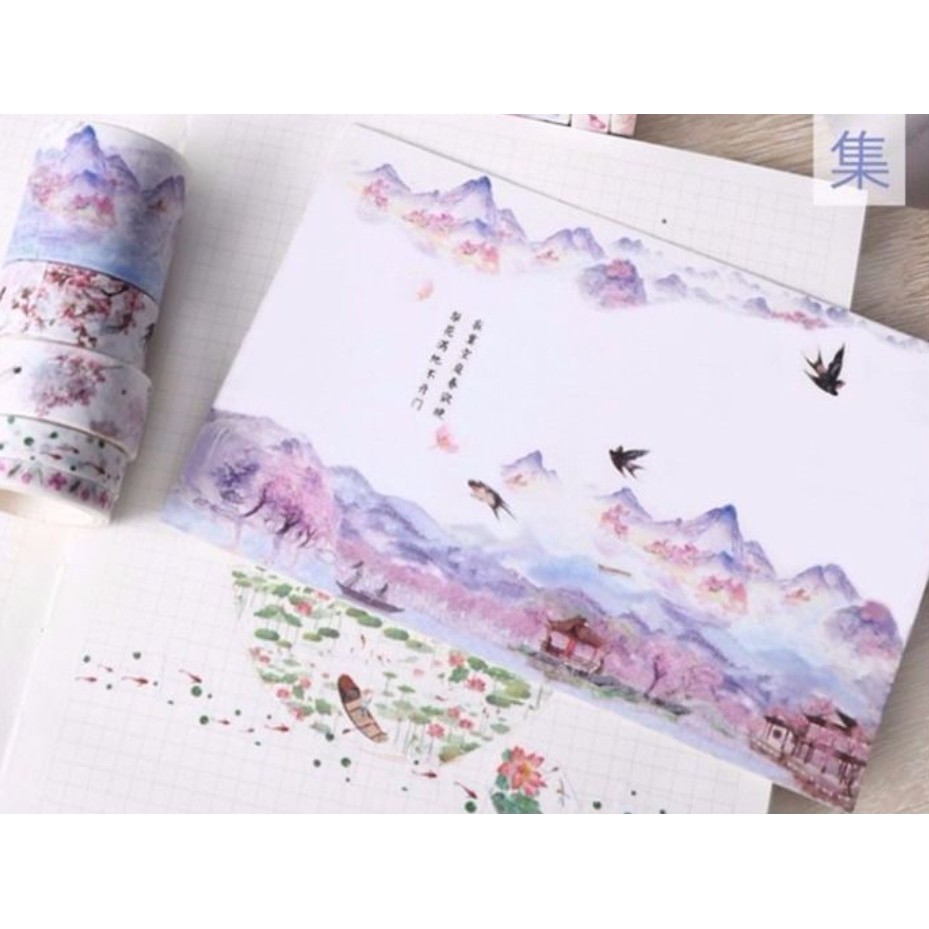 Set hộp Washi tape 10 cuộn rẻ siêu dễ thương - Băng keo dính sticker lên vở, quà tặng cute và ý nghĩa